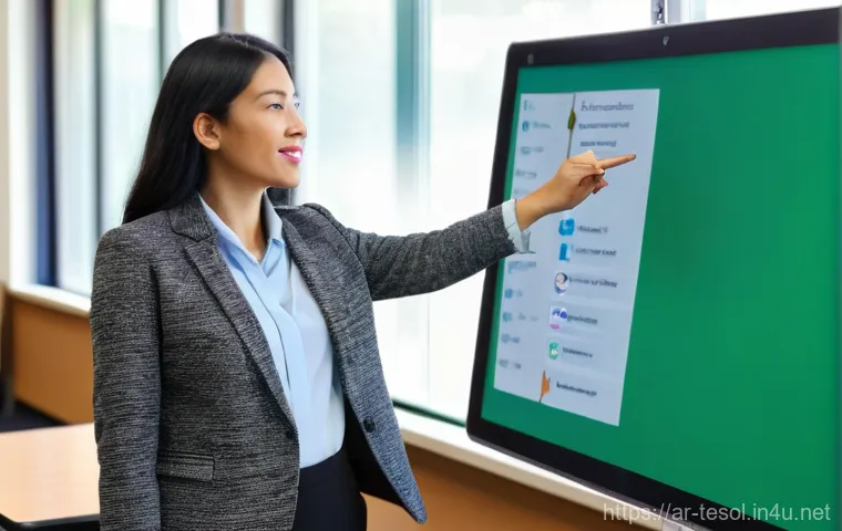 TESOL 강사로서의 언어적 기술 - **Prompt:** A dynamic TESOL classroom scene where a male teacher, in his late 20s, with a friendly a...