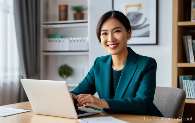 TESOL 강사로서의 성장 전략 - **Prompt:** A vibrant, sunlit, modern classroom bustling with diverse university-aged students and a...