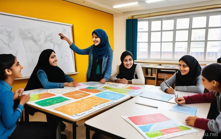 TESOL 시험에서 자주 나오는 질문 - **Prompt:** A dynamic and inclusive English language classroom in an Arab country, where a diverse g...