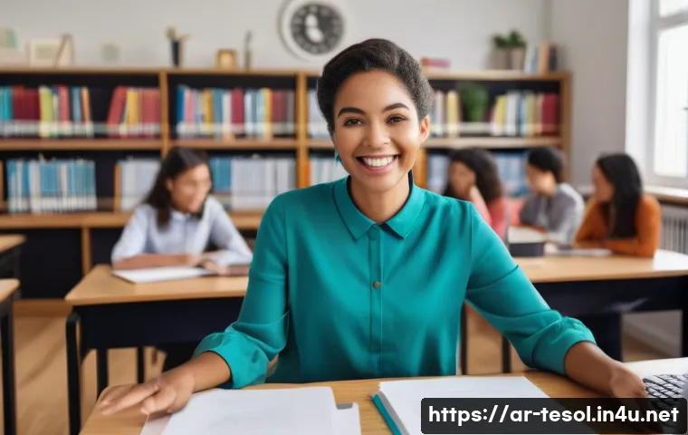 TESOL 강사의 자주 묻는 질문 - **Prompt:** A vibrant and dynamic online English lesson featuring a female teacher in her late 20s t...