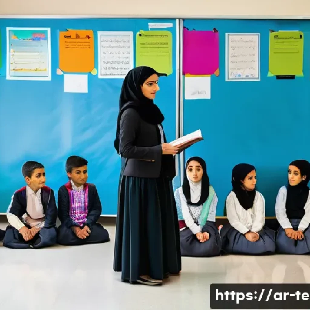 TESOL 강사로서 문화적 민감성 키우기 - A diverse classroom scene featuring Arab students of various ages attentively engaged in a cultural ...