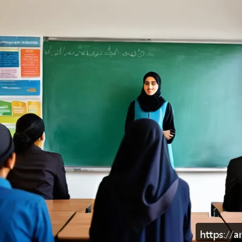 TESOL 수업 중 발생하는 문화적 오해 - A diverse classroom scene in a modern TESOL setting featuring students from various Middle Eastern a...